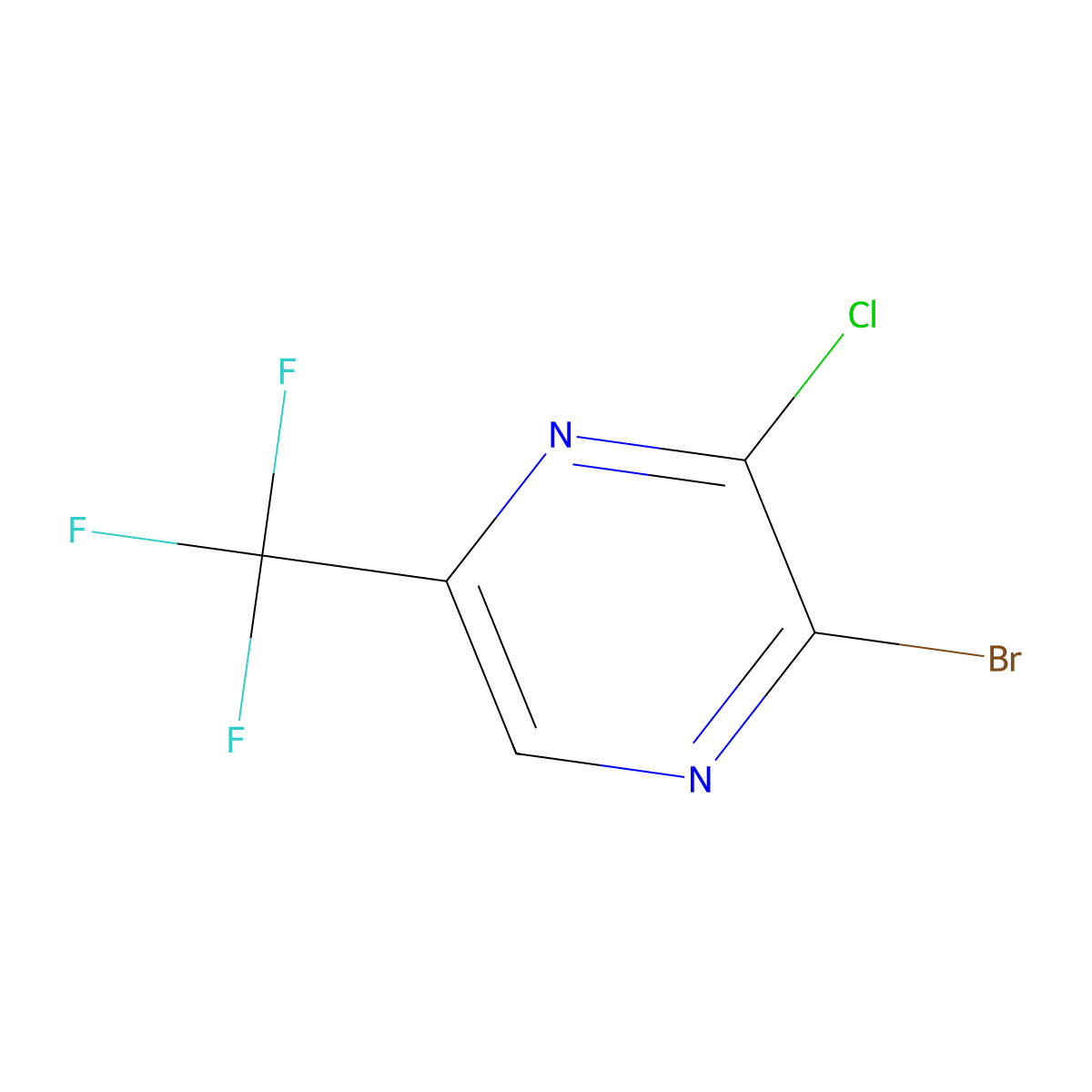 2-Bromo-3-chloro-5-(trifluoromethyl)pyrazine molecular structure, CAS 1823377-50-9