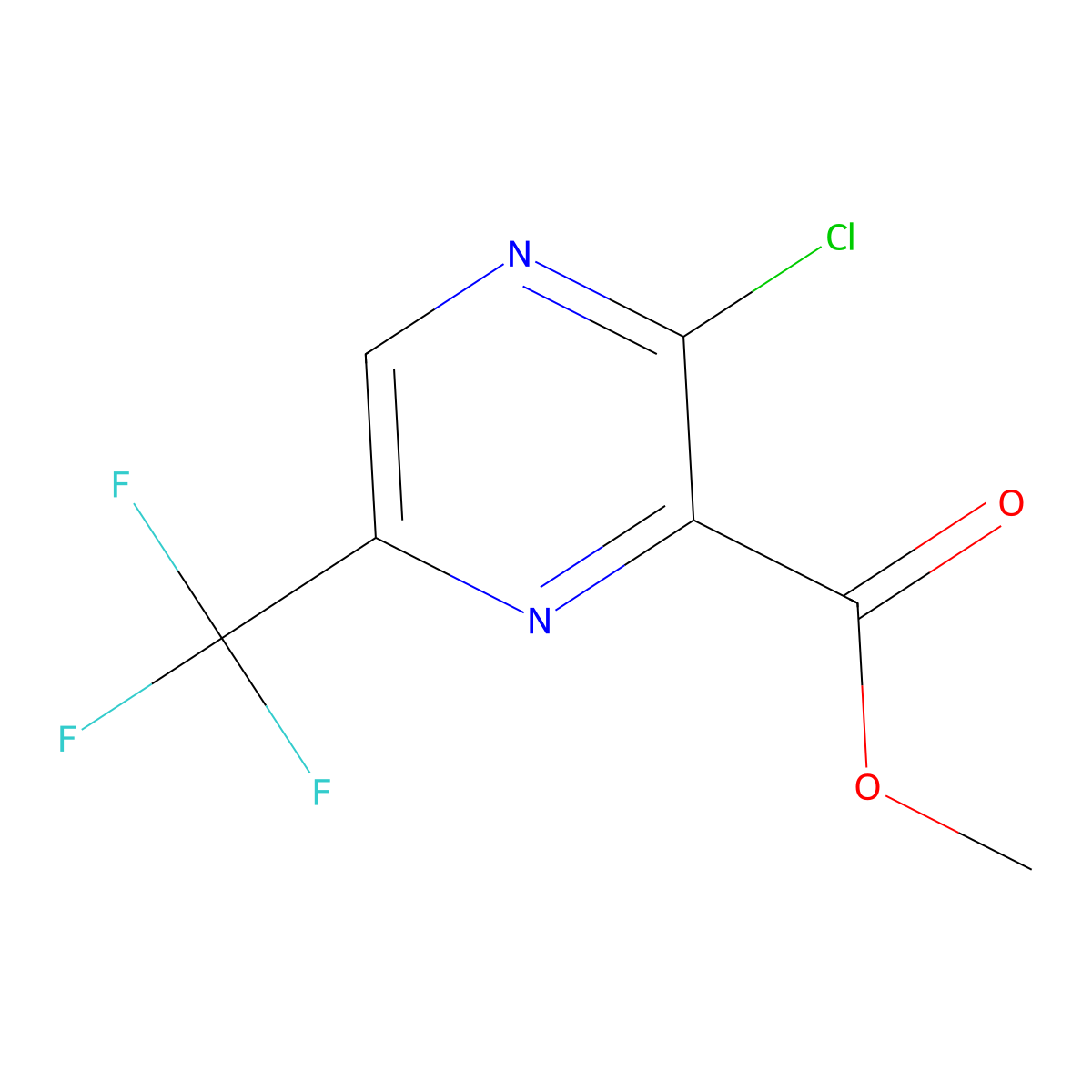 Methyl 3-chloro-6-(trifluoromethyl)pyrazine-2-carboxylate molecular structure, CAS 1823377-78-1