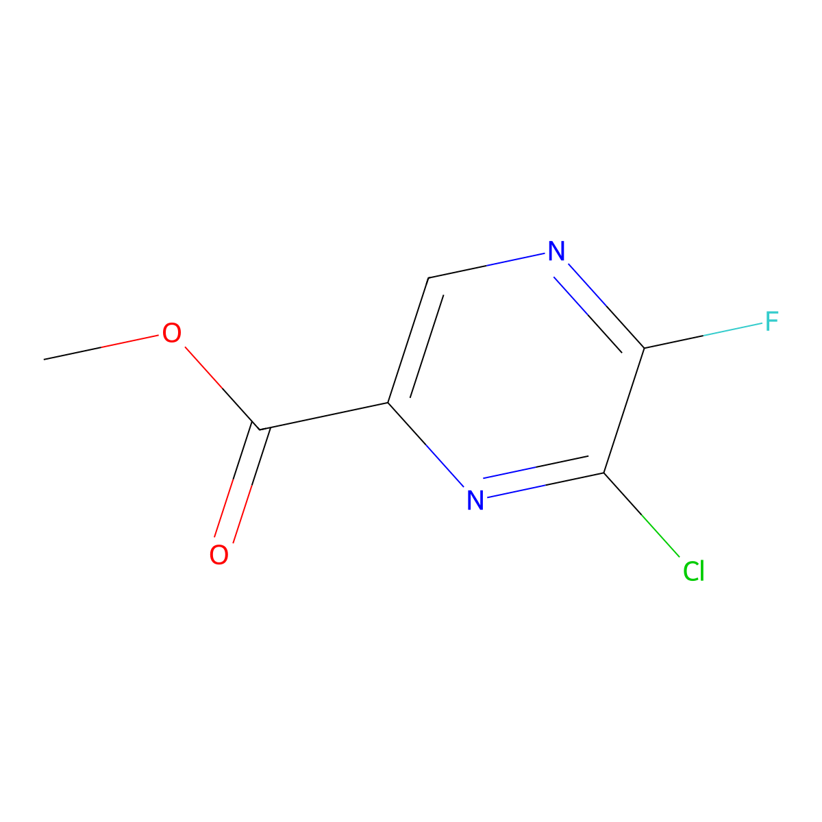 Methyl 6-chloro-5-fluoropyrazine-2-carboxylate molecular structure, CAS 1823378-45-5