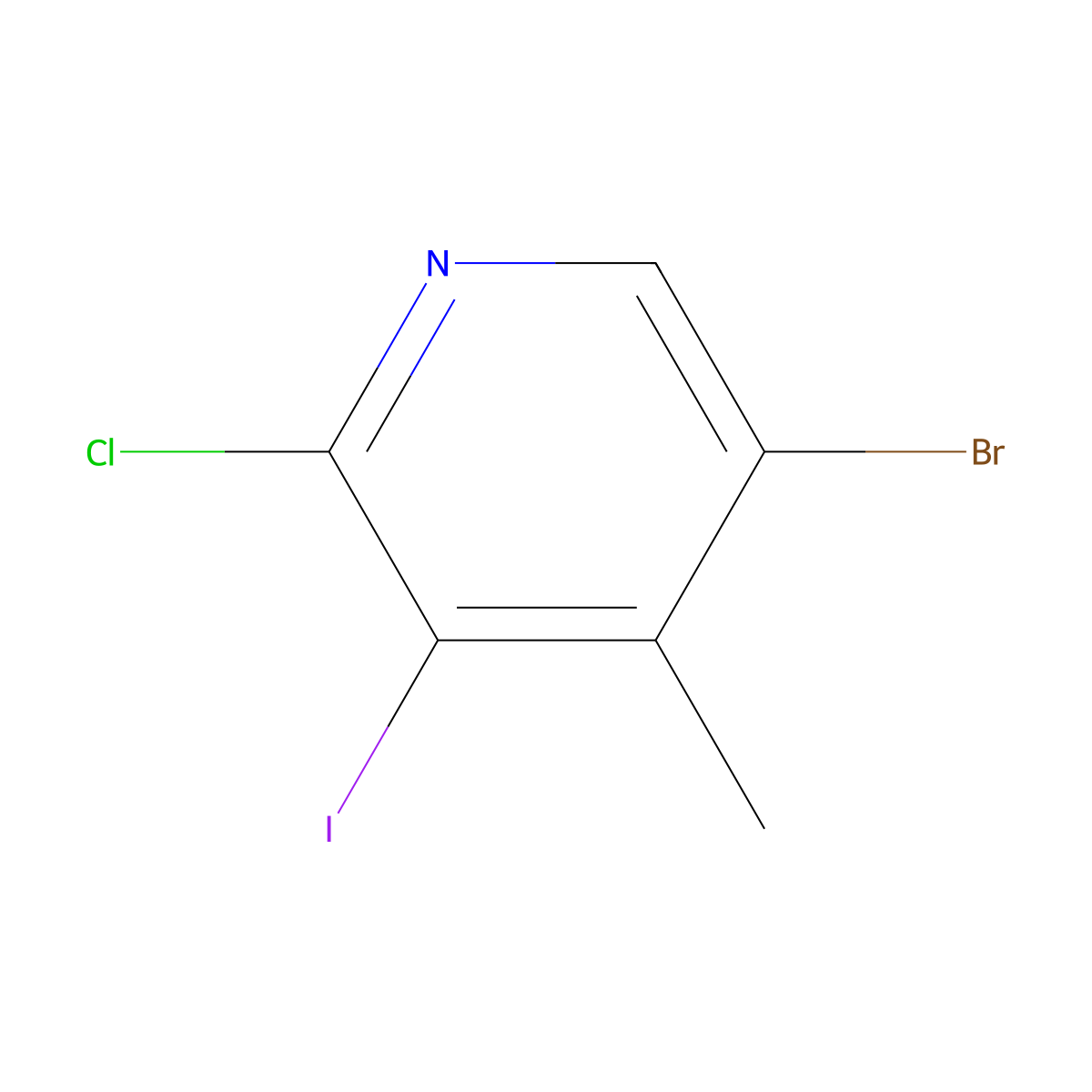 5-Bromo-2-chloro-3-iodo-4-methylpyridine molecular structure, CAS 1823378-46-6