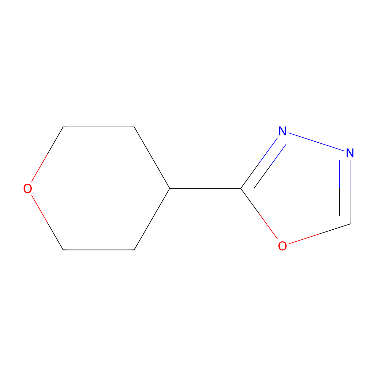 2-Tetrahydro-2H-pyran-4-yl-1,3,4-oxadiazole molecular structure, CAS 1823378-91-1