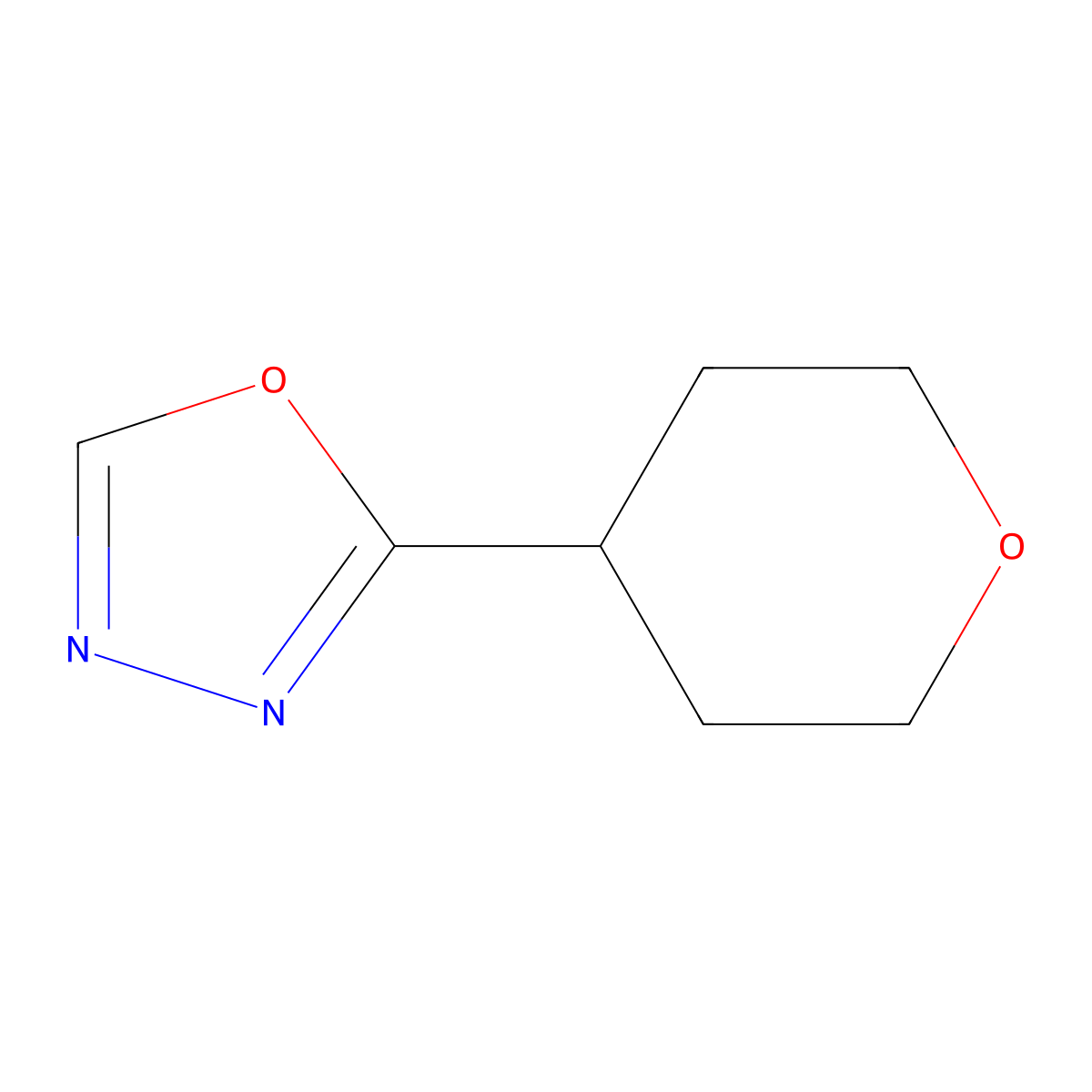 2-Tetrahydro-2H-pyran-4-yl-1,3,4-oxadiazole molecular structure, CAS 1823378-91-1