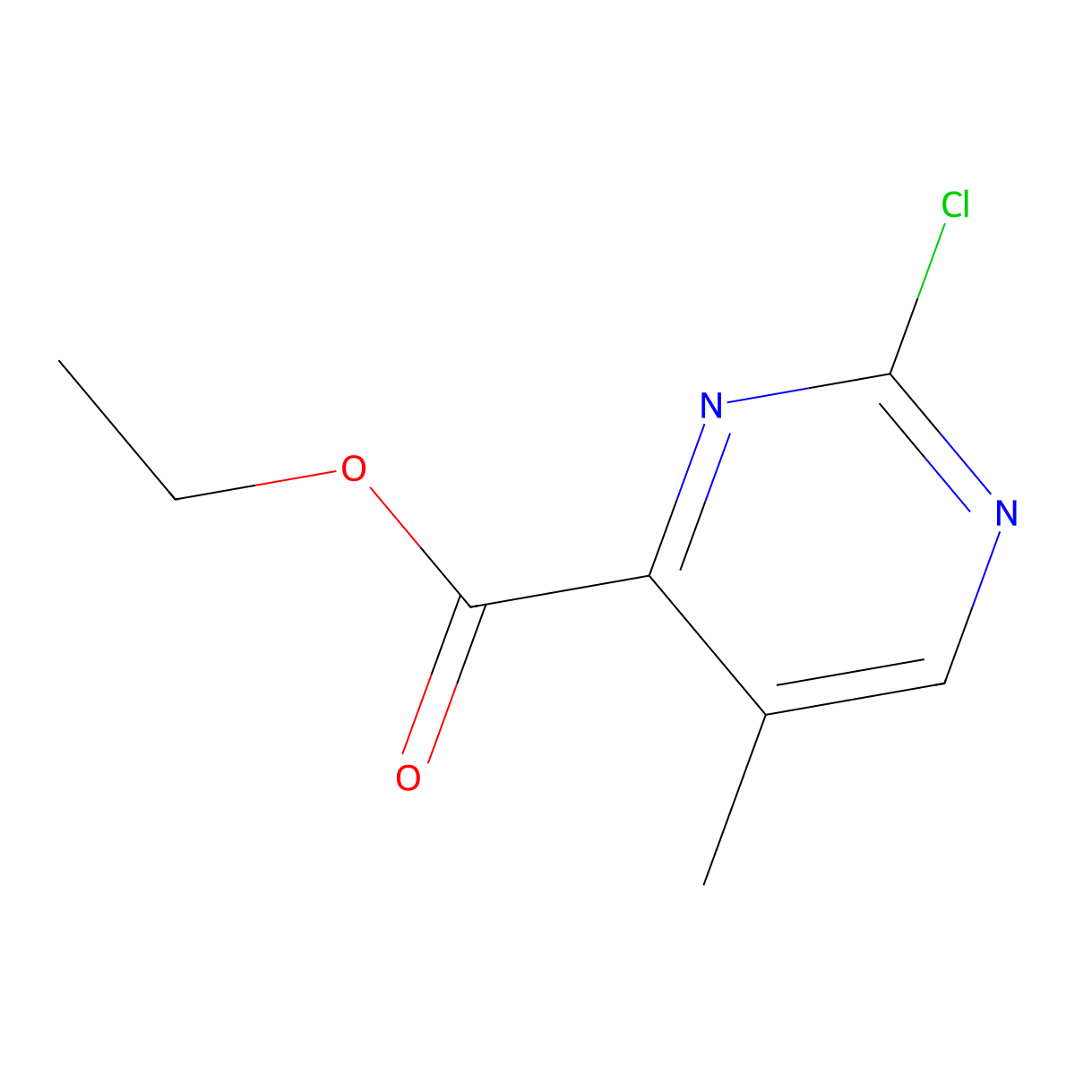 Ethyl 2-chloro-5-methylpyrimidine-4-carboxylate molecular structure, CAS 1823379-03-8