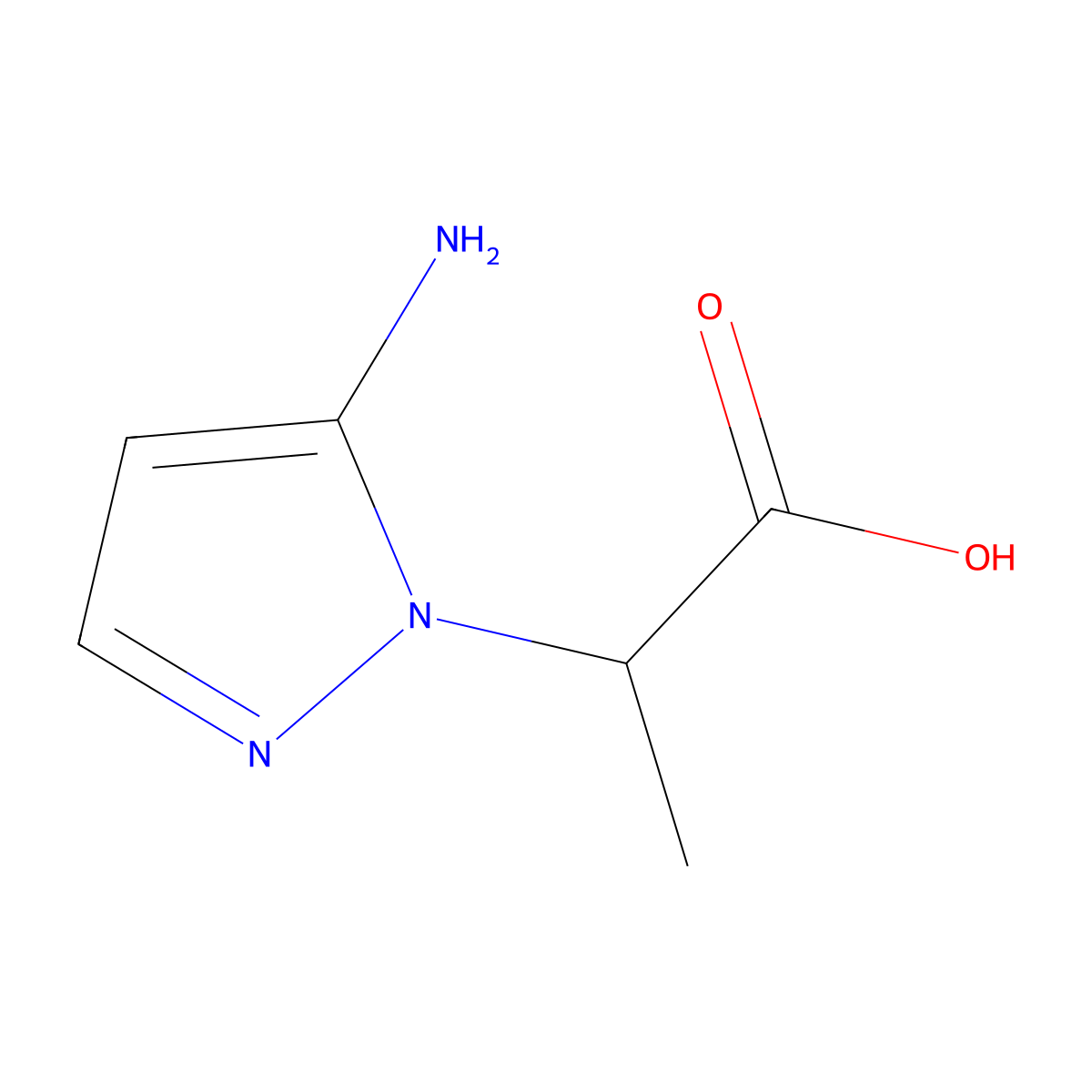 2-(5-amino-1H-pyrazol-1-yl)propanoic acid molecular structure, CAS 1823379-58-3