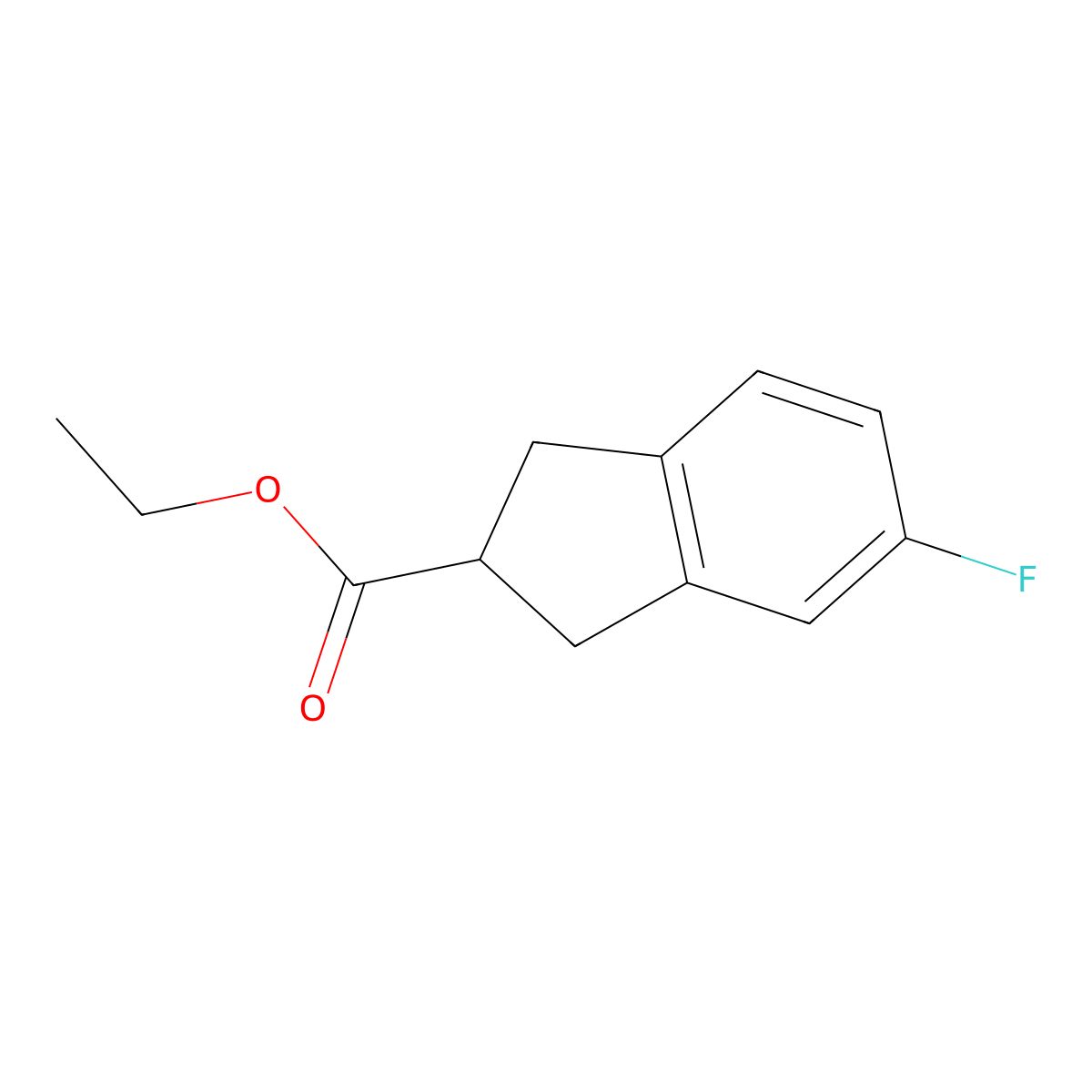 Ethyl 5-fluoro-2,3-dihydro-1H-indene-2-carboxylate molecular structure, CAS 1823383-20-5