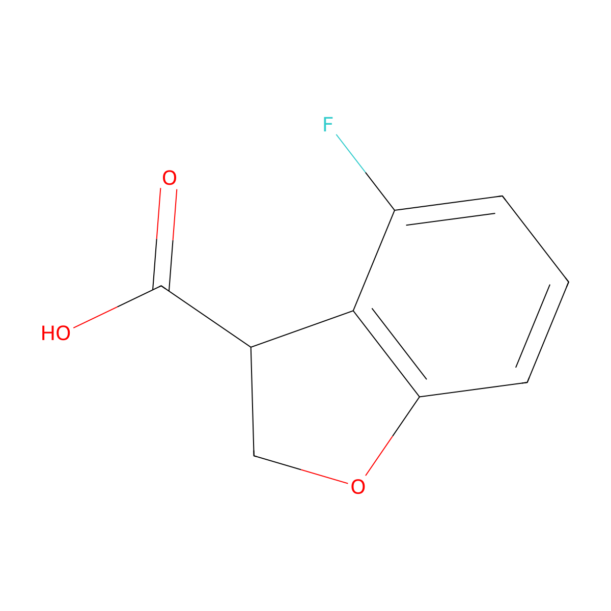 4-Fluoro-2,3-dihydrobenzofuran-3-carboxylic acid molecular structure, CAS 1823383-37-4