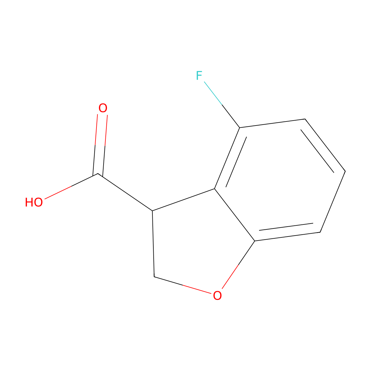 4-Fluoro-2,3-dihydrobenzofuran-3-carboxylic acid molecular structure, CAS 1823383-37-4