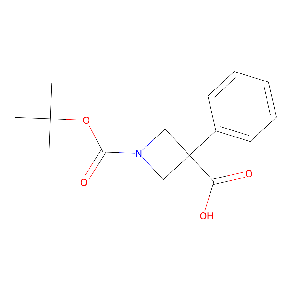 1-(tert-Butoxycarbonyl)-3-phenylazetidine-3-carboxylic acid molecular structure, CAS 1823384-69-5