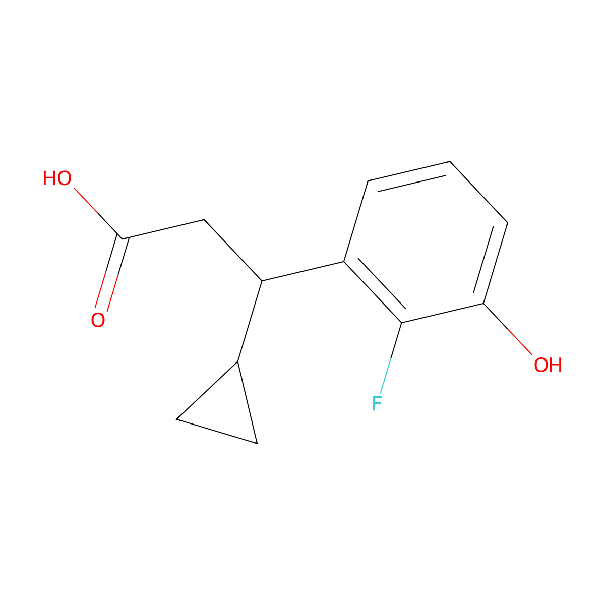 3-Cyclopropyl-3-(2-fluoro-3-hydroxyphenyl)propanoic acid molecular structure, CAS 1823386-91-9