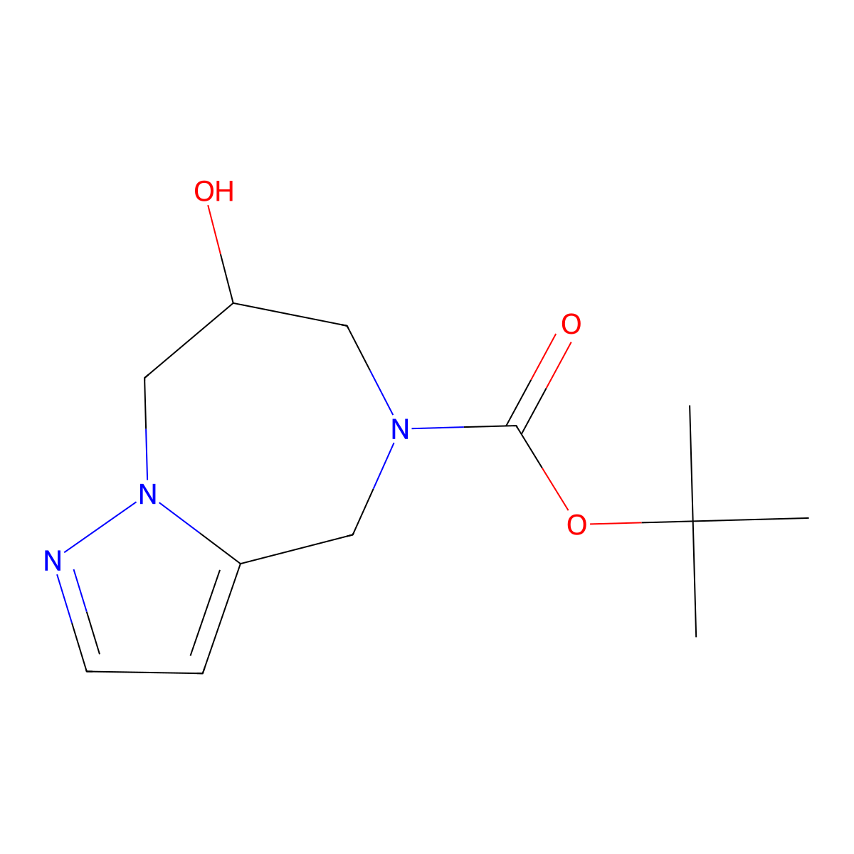Tert-Butyl 7-Hydroxy-7,8-Dihydro-4H-Pyrazolo[1,5-A][1,4]Diazepine-5(6H)-Carboxylate molecular structure, CAS 1823389-42-9