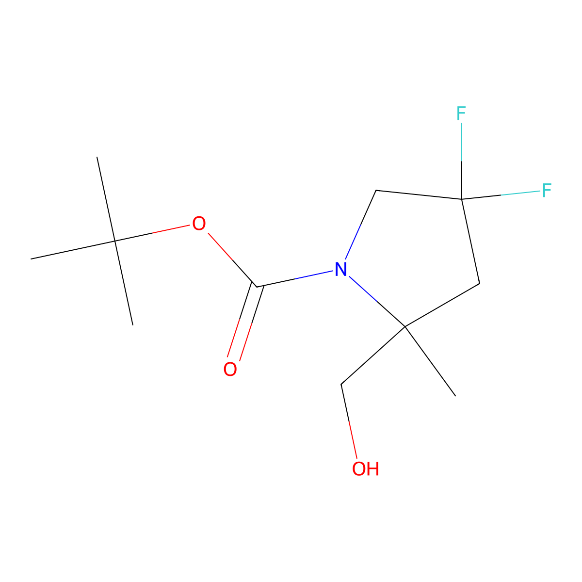 tert-Butyl 4,4-difluoro-2-(hydroxymethyl)-2-methylpyrrolidine-1-carboxylate molecular structure, CAS 1823389-65-6