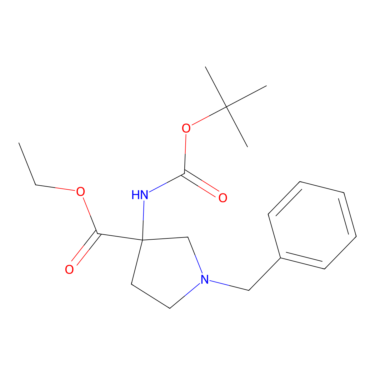 Ethyl 1-Benzyl-3-(Boc-amino)pyrrolidine-3-carboxylate molecular structure, CAS 1823389-67-8