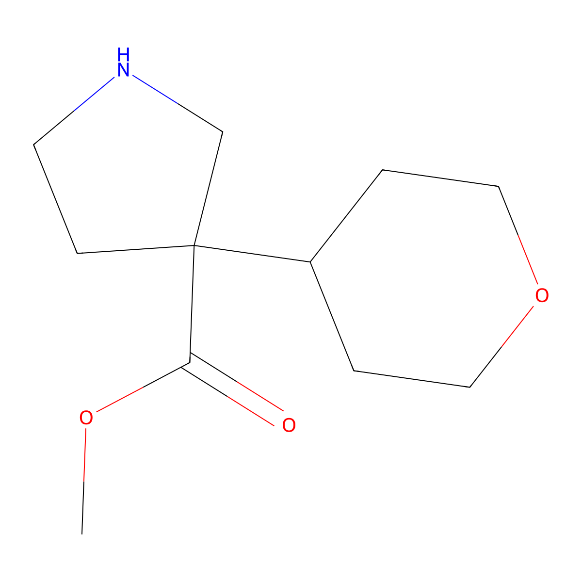 Methyl 3-(oxan-4-yl)pyrrolidine-3-carboxylate molecular structure, CAS 1823391-92-9