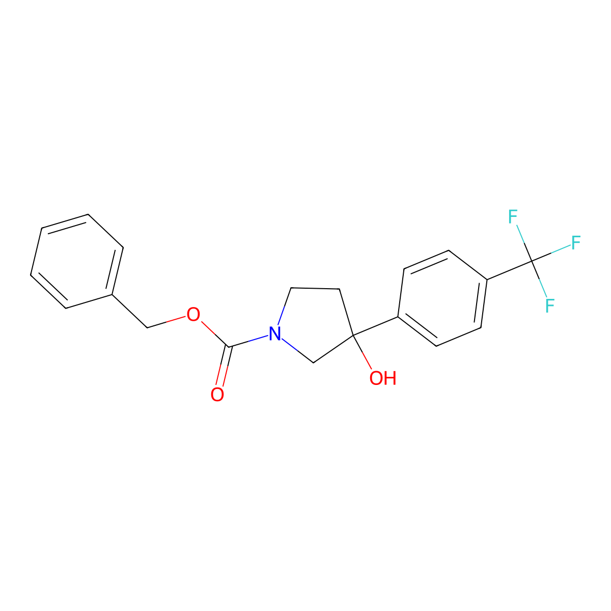 Benzyl 3-hydroxy-3-[4-(trifluoromethyl)phenyl]pyrrolidine-1-carboxylate molecular structure, CAS 1823393-89-0
