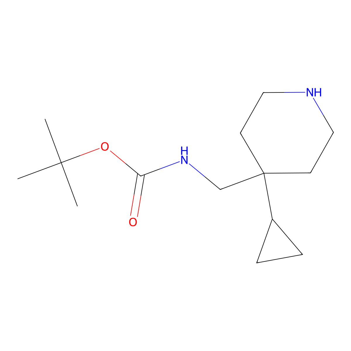 tert-Butyl ((4-cyclopropylpiperidin-4-yl)methyl)carbamate molecular structure, CAS 1823393-92-5
