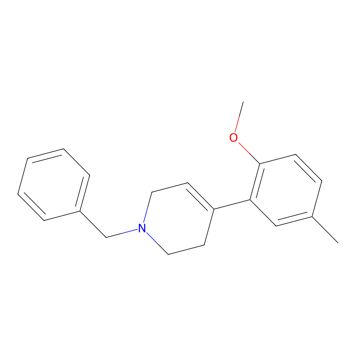1,2,3,6-Tetrahydro-4-(2-methoxy-5-methylphenyl)-1-(phenylmethyl)pyridine molecular structure, CAS 1823394-79-1