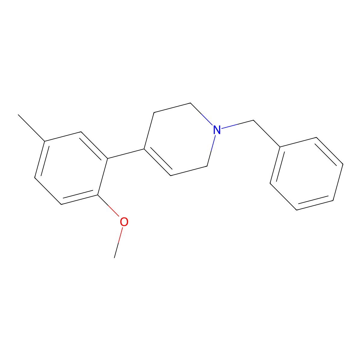 1,2,3,6-Tetrahydro-4-(2-methoxy-5-methylphenyl)-1-(phenylmethyl)pyridine molecular structure, CAS 1823394-79-1