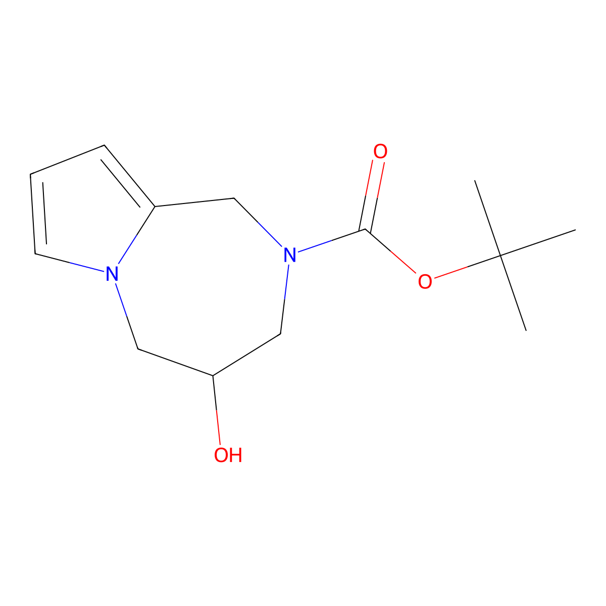 tert-Butyl 4-hydroxy-4,5-dihydro-1H-pyrrolo[1,2-a][1,4]diazepine-2(3H)-carboxylate molecular structure, CAS 1823395-32-9