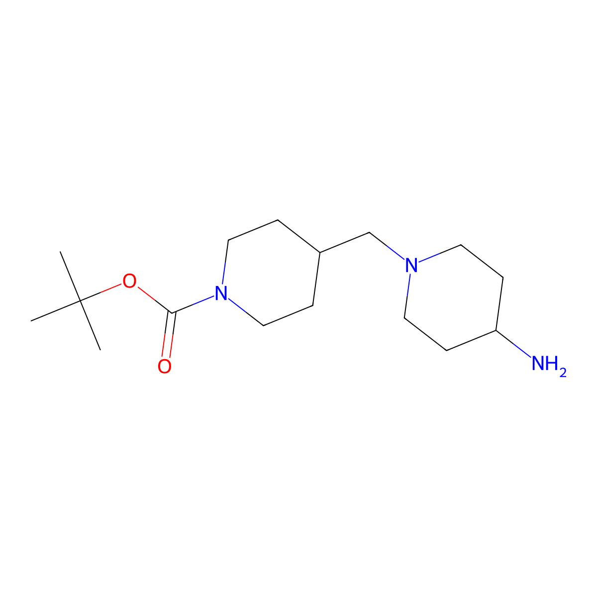 1,1-Dimethylethyl 4-[(4-amino-1-piperidinyl)methyl]-1-piperidinecarboxylate molecular structure, CAS 1823395-43-2