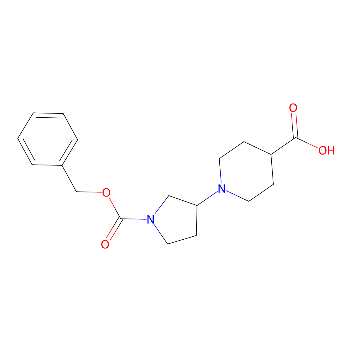 1-{1-[(Benzyloxy)carbonyl]pyrrolidin-3-yl}piperidine-4-carboxylic acid molecular structure, CAS 1823397-15-4