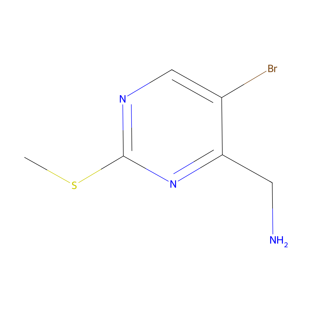 4-(Aminomethyl)-5-bromo-2-(methylthio)pyrimidine molecular structure, CAS 1823402-38-5
