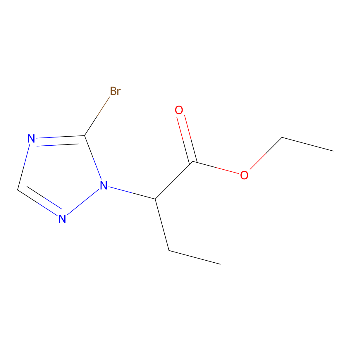 Ethyl 2-(5-bromo-1H-1,2,4-triazol-1-yl)butanoate molecular structure, CAS 1823402-59-0