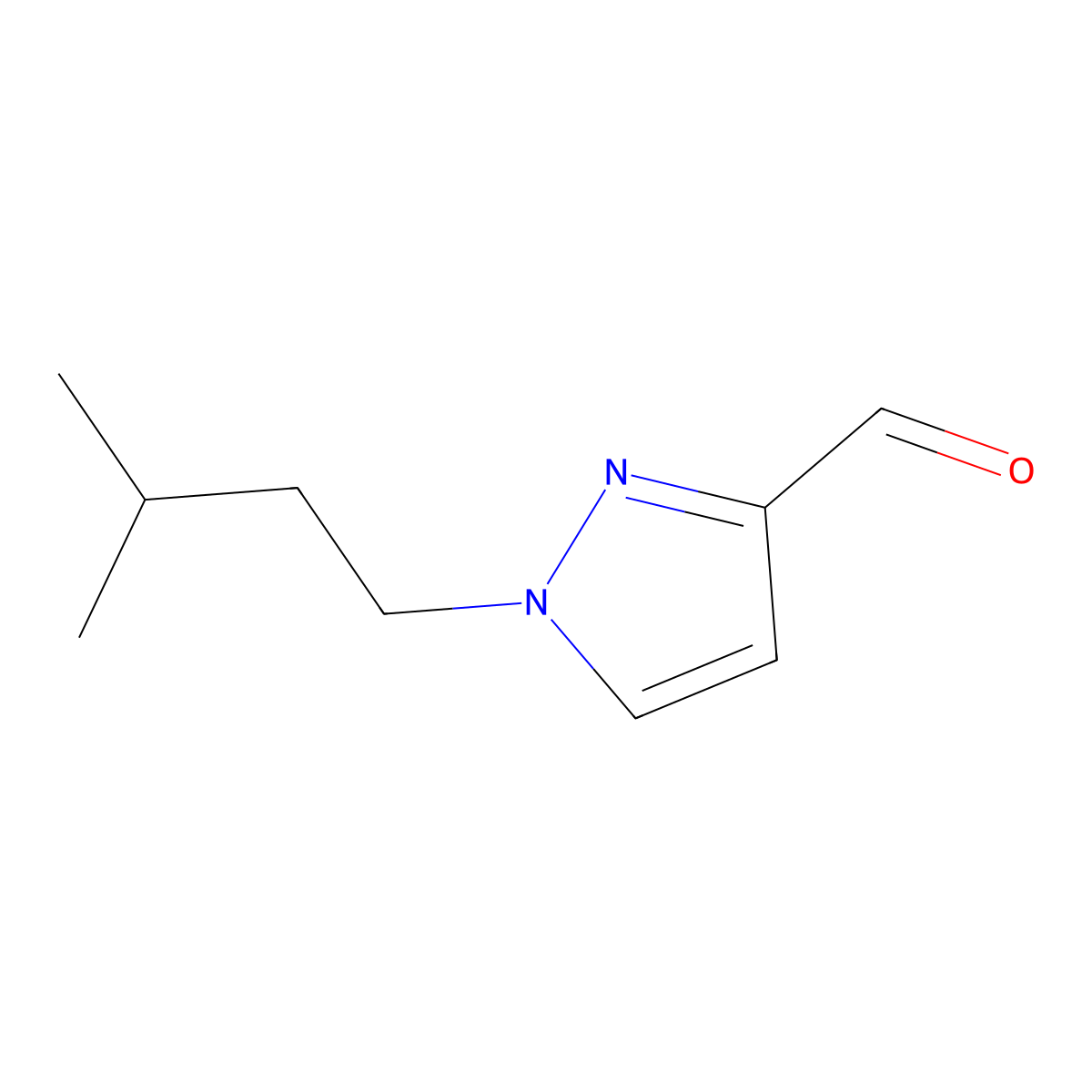 1-(3-Methylbutyl)-1H-pyrazole-3-carbaldehyde molecular structure, CAS 1823402-69-2
