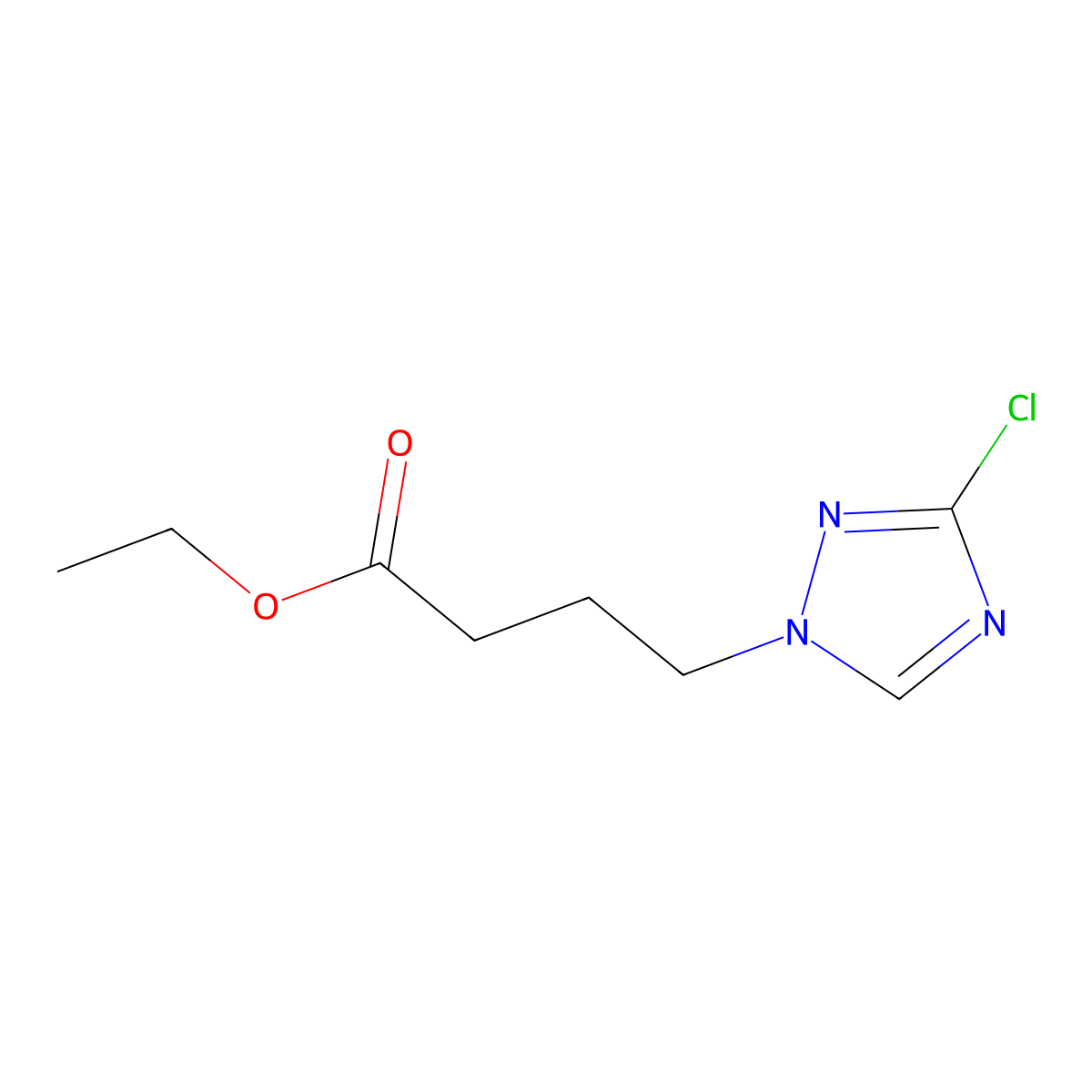 Ethyl 4-(3-chloro-1H-1,2,4-triazol-1-yl)butanoate molecular structure, CAS 1823402-73-8