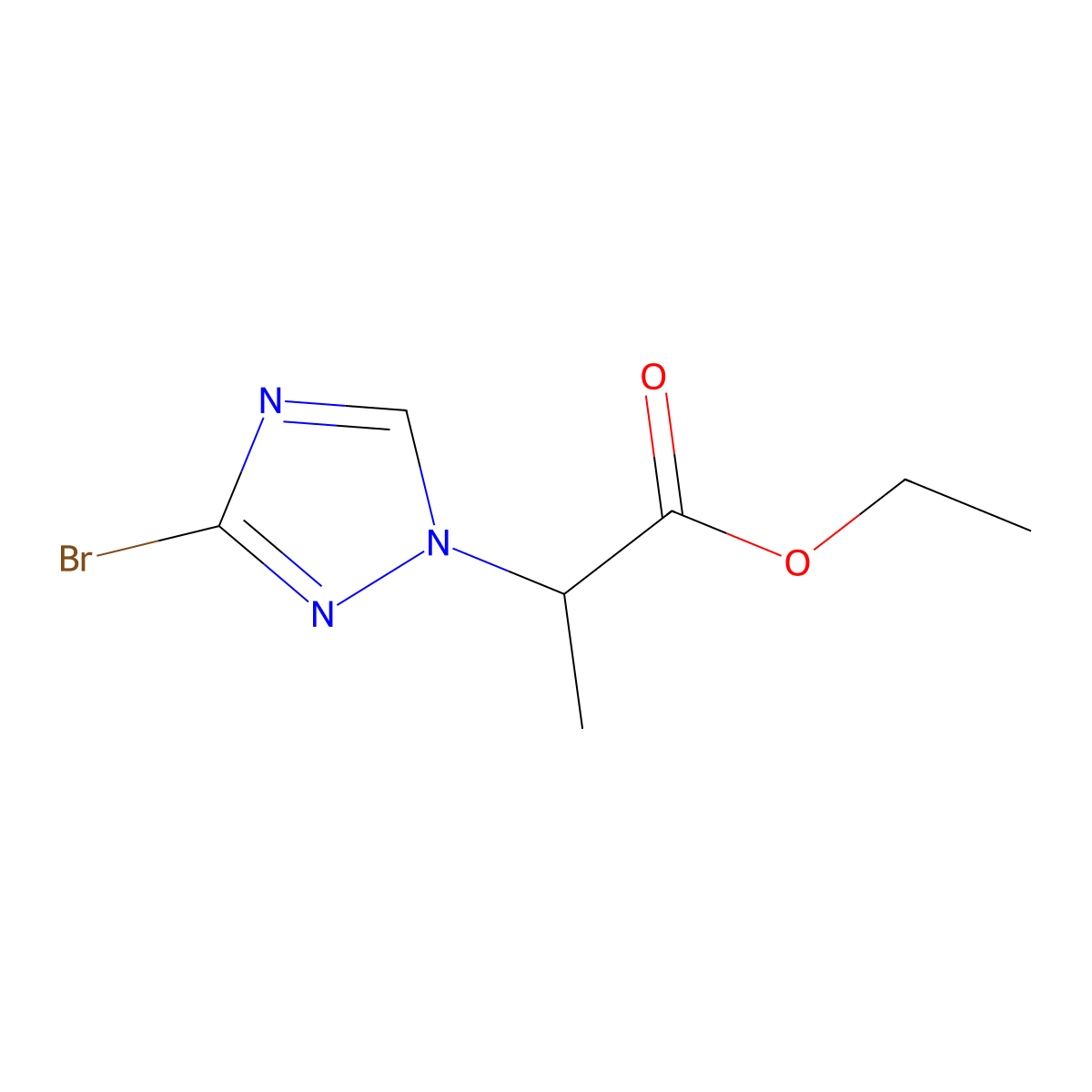 Ethyl 2-(3-bromo-1H-1,2,4-triazol-1-yl)propanoate molecular structure, CAS 1823402-86-3