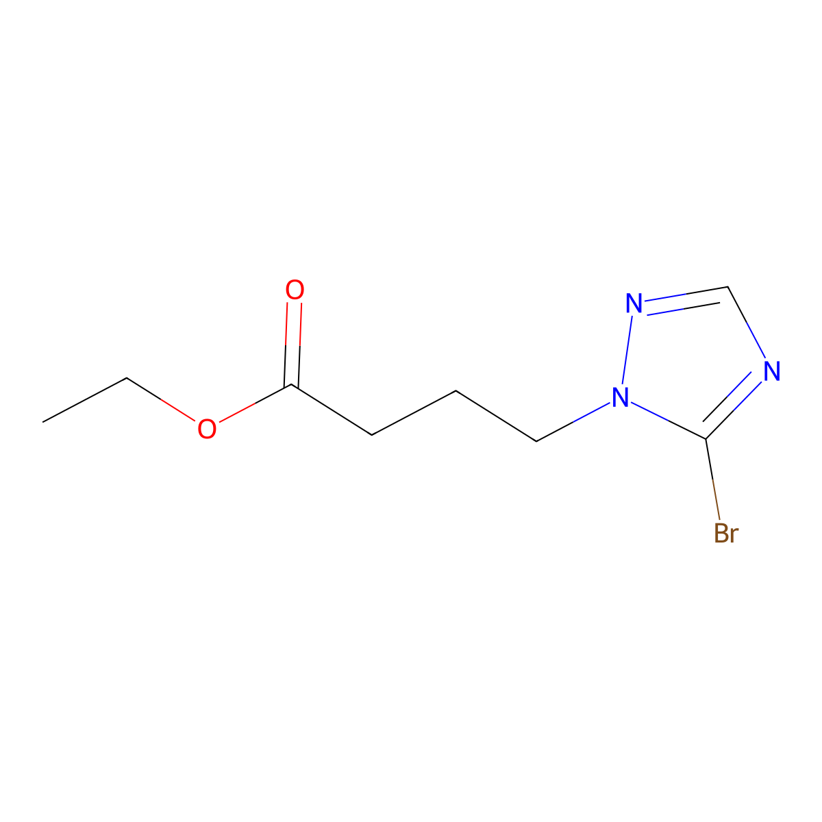 Ethyl 4-(5-bromo-1H-1,2,4-triazol-1-yl)butanoate molecular structure, CAS 1823402-90-9