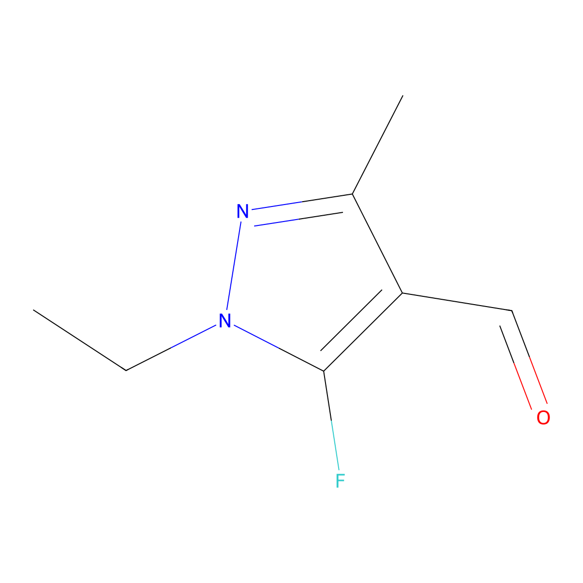 1-ethyl-5-fluoro-3-methyl-1H-pyrazole-4-carbaldehyde molecular structure, CAS 1823403-51-5