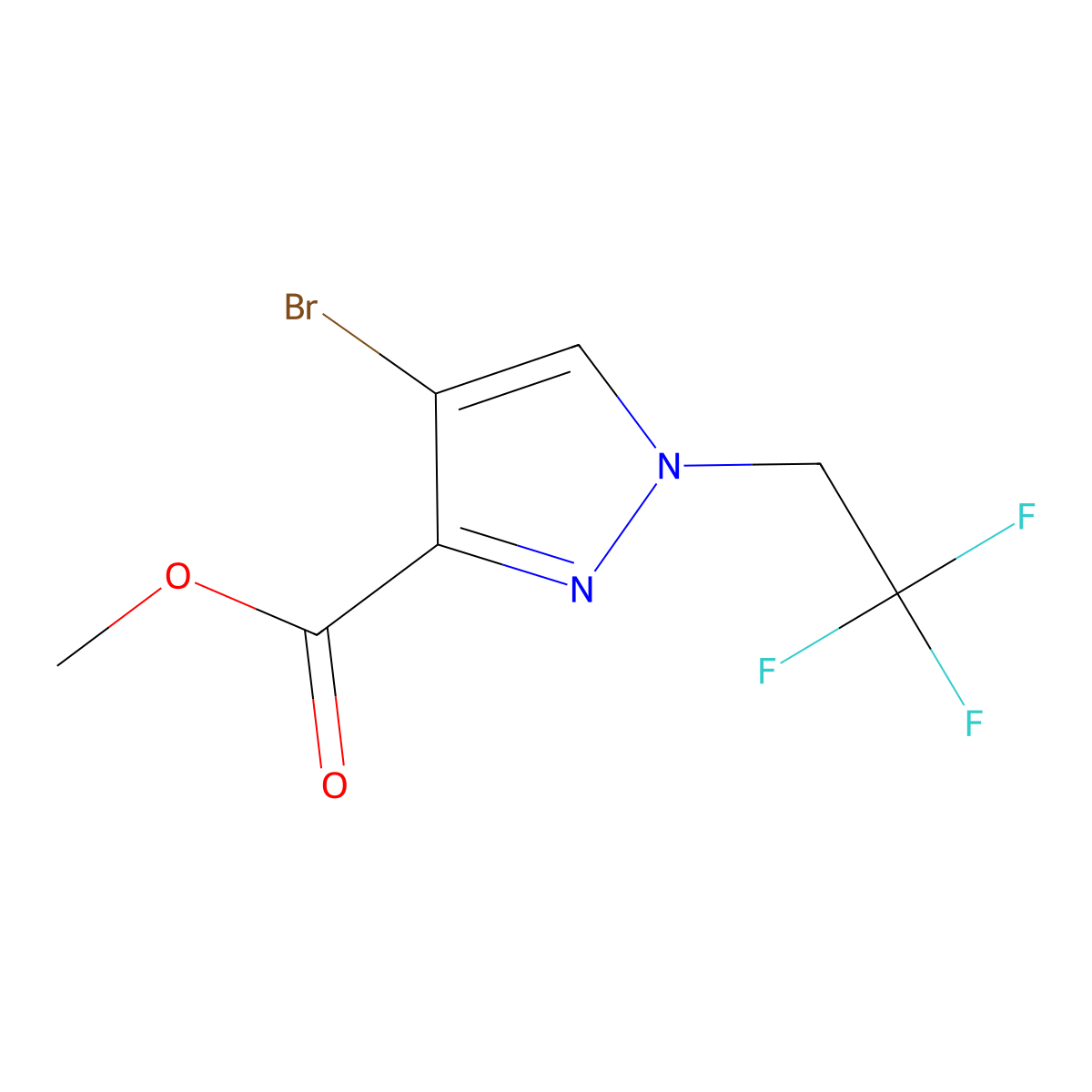 methyl 4-bromo-1-(2,2,2-trifluoroethyl)-1H-pyrazole-3-carboxylate molecular structure, CAS 1823403-85-5