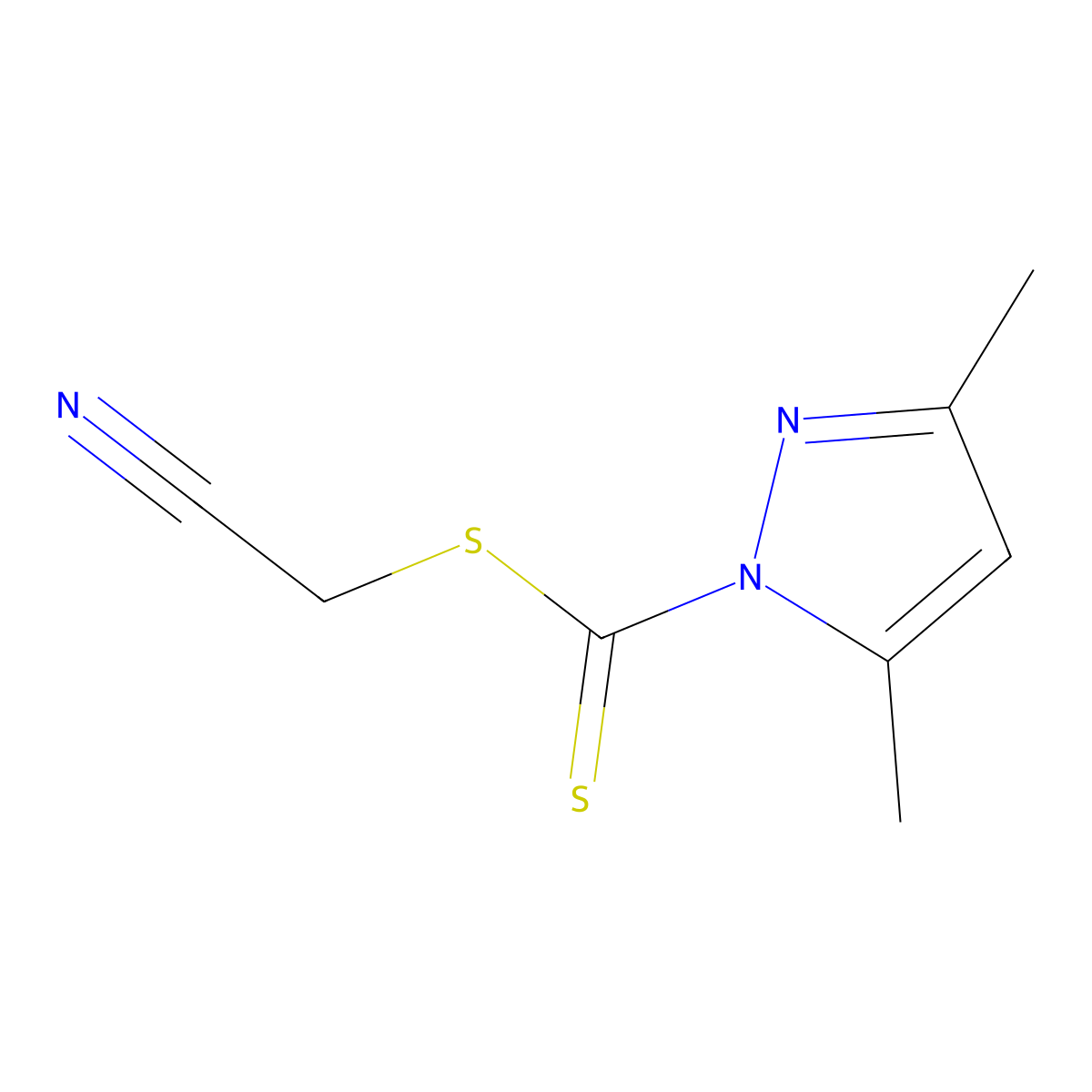 2-(3,5-Dimethyl-1H-pyrazole-1-carbothioylsulfanyl)acetonitrile molecular structure, CAS 1823403-92-4