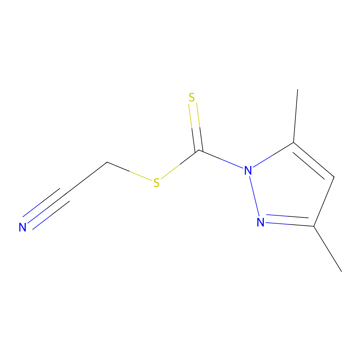 2-(3,5-Dimethyl-1H-pyrazole-1-carbothioylsulfanyl)acetonitrile molecular structure, CAS 1823403-92-4