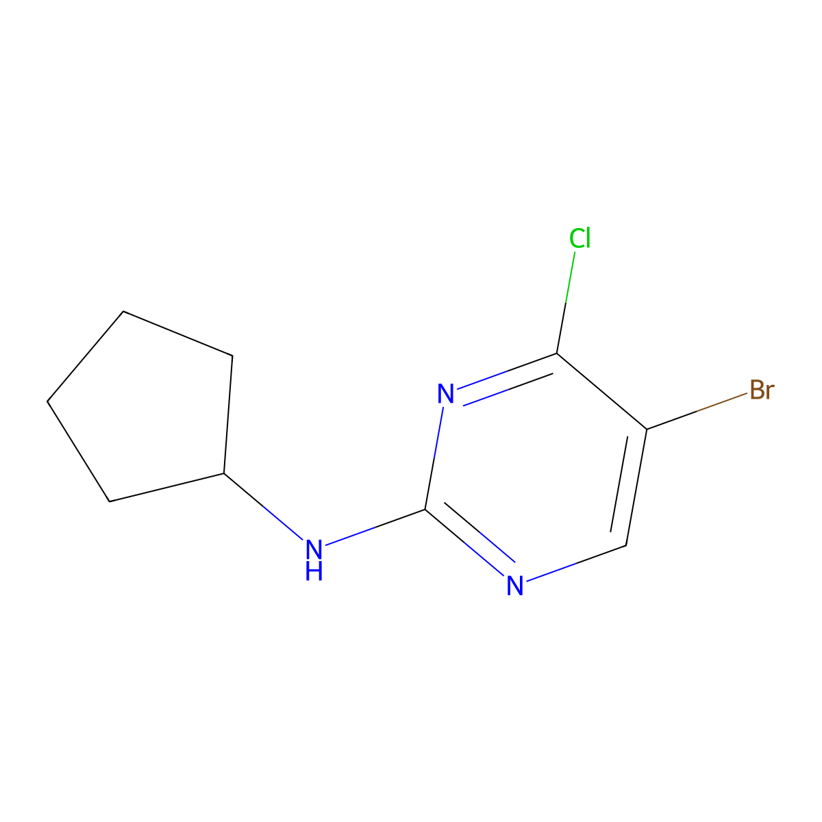 5-Bromo-4-chloro-N-cyclopentylpyrimidin-2-amine molecular structure, CAS 1823404-28-9