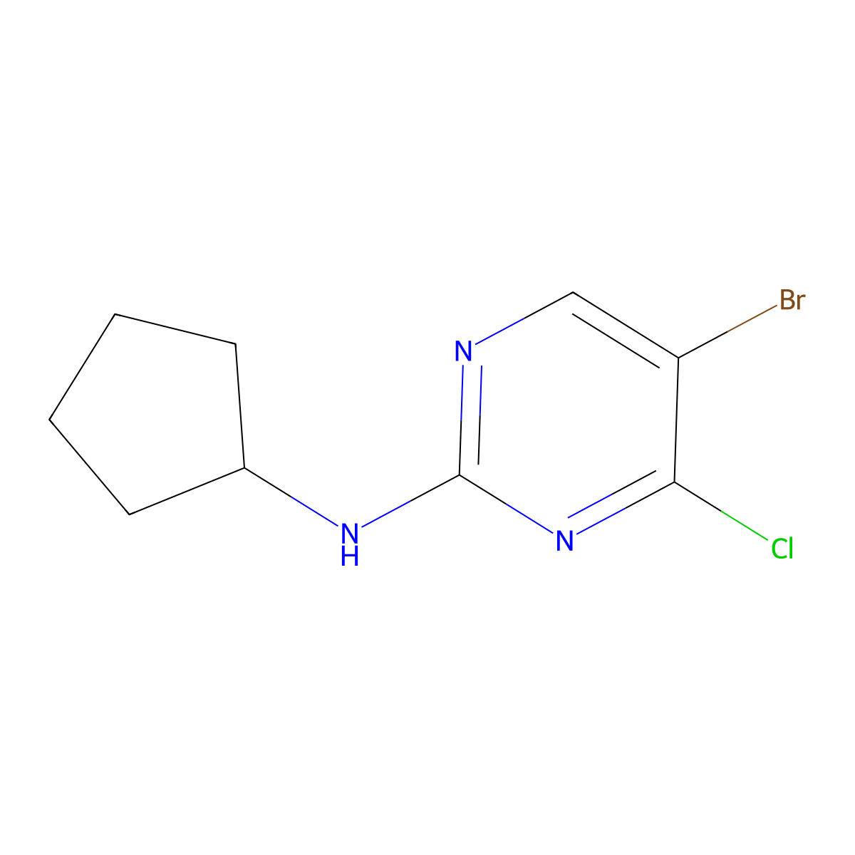 5-Bromo-4-chloro-N-cyclopentylpyrimidin-2-amine molecular structure, CAS 1823404-28-9