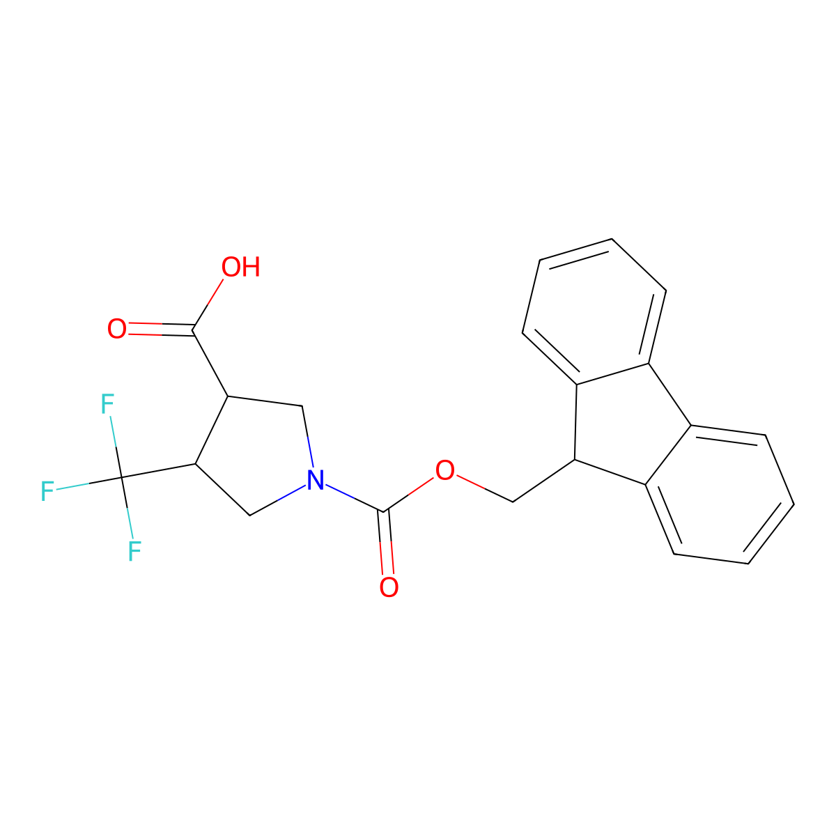 1-{[(9H-fluoren-9-yl)methoxy]carbonyl}-4-(trifluoromethyl)pyrrolidine-3-carboxylic acid molecular structure, CAS 1823405-50-0