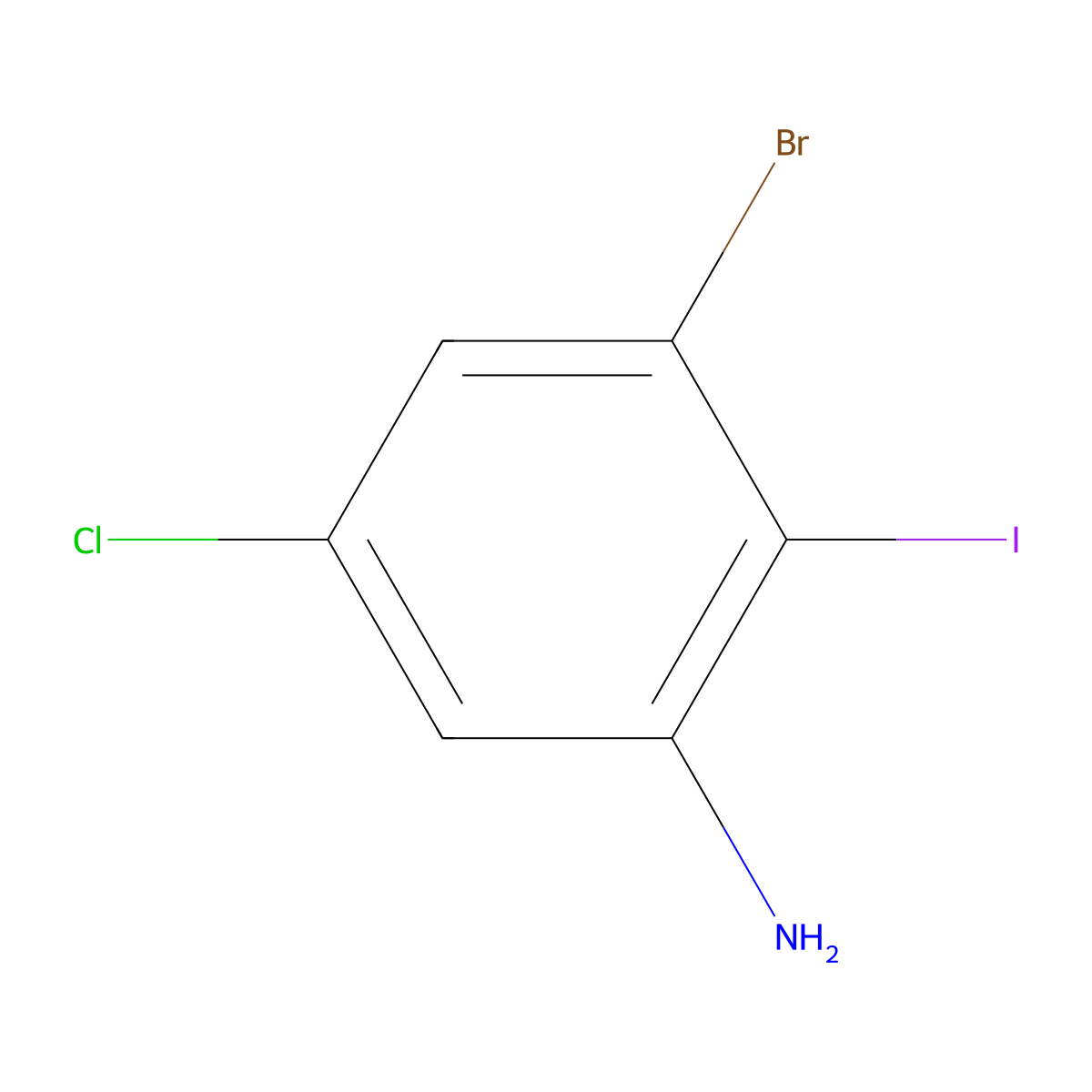 3-Bromo-5-chloro-2-iodoaniline molecular structure, CAS 1823408-10-1