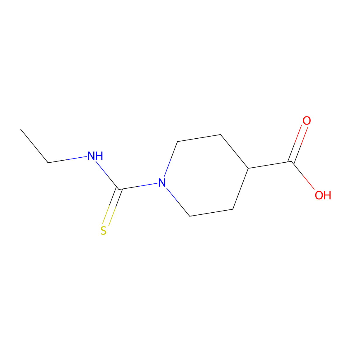 1-(Ethylcarbamothioyl)piperidine-4-carboxylic acid molecular structure, CAS 1823409-13-7