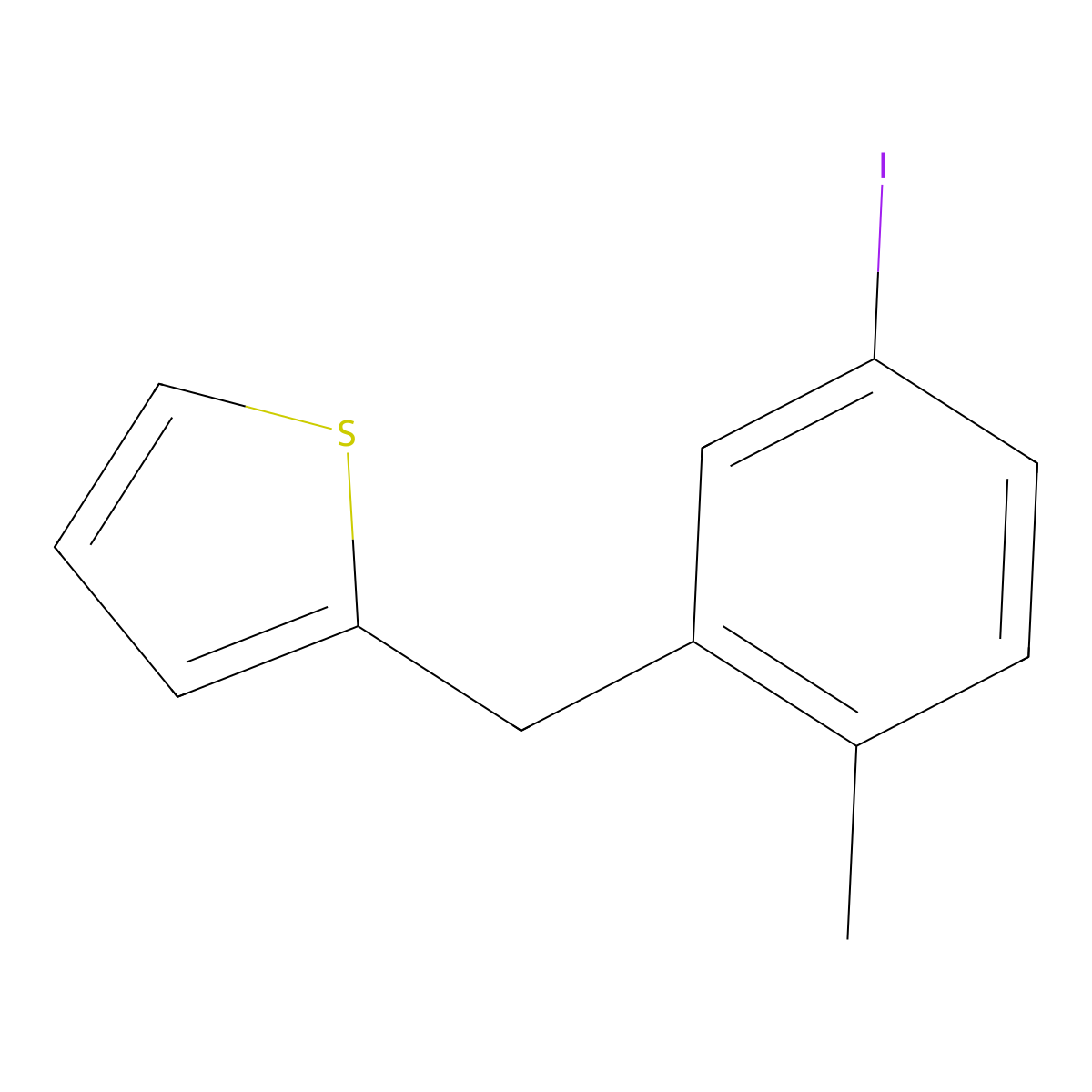 2-(5-Iodo-2-methylbenzyl)thiophene molecular structure, CAS 1823416-37-0
