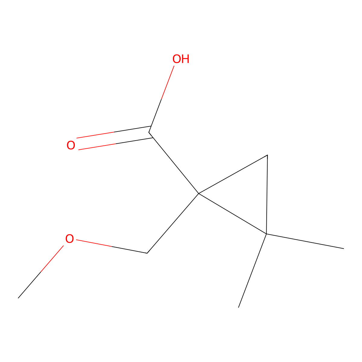 1-(Methoxymethyl)-2,2-dimethylcyclopropane-1-carboxylic acid molecular structure, CAS 1823417-35-1