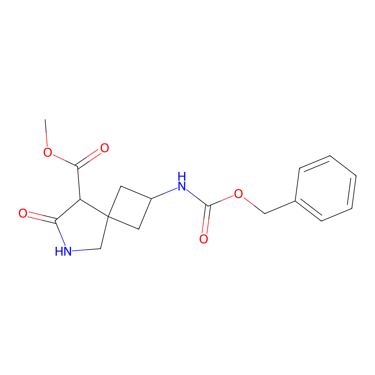 Methyl 2-(((benzyloxy)carbonyl)amino)-7-oxo-6-azaspiro[3.4]octane-8-carboxylate molecular structure, CAS 1823417-67-9