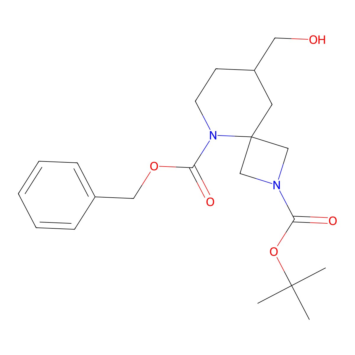5-Benzyl 2-tert-butyl 8-(hydroxymethyl)-2,5-diazaspiro[3.5]nonane-2,5-dicarboxylate molecular structure, CAS 1823417-97-5