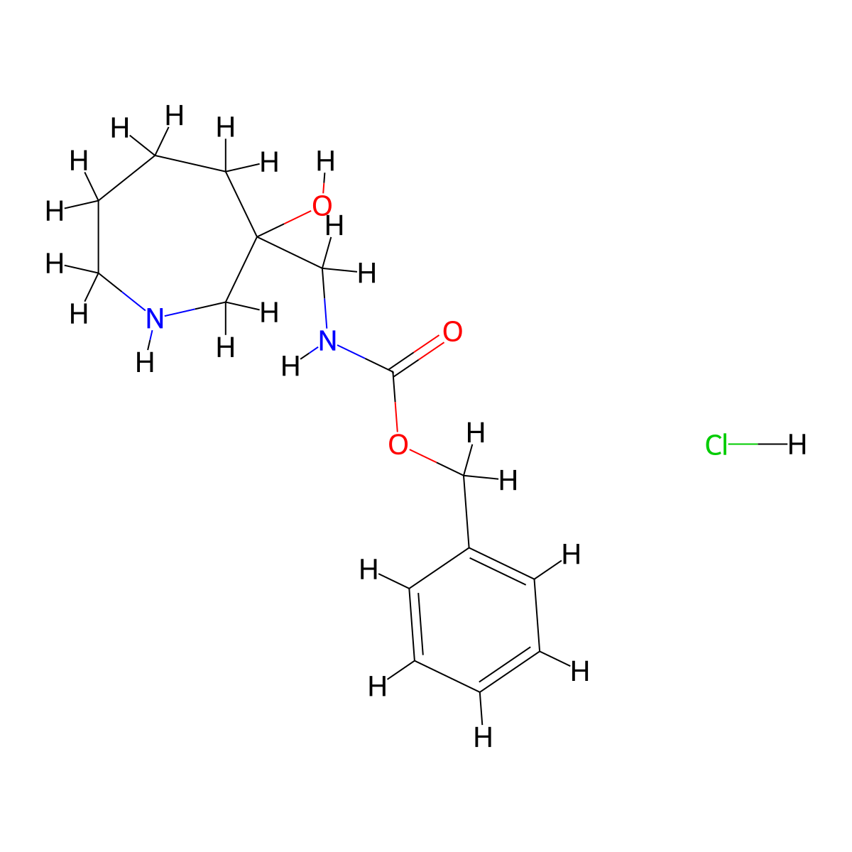 Benzyl ((3-hydroxyazepan-3-yl)methyl)carbamate hydrochloride molecular structure, CAS 1823418-18-3