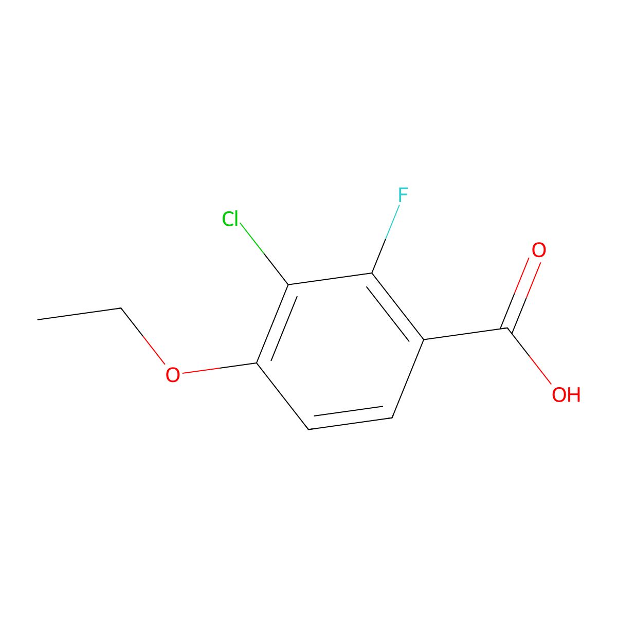 3-Chloro-4-ethoxy-2-fluorobenzoic acid molecular structure, CAS 1823419-92-6