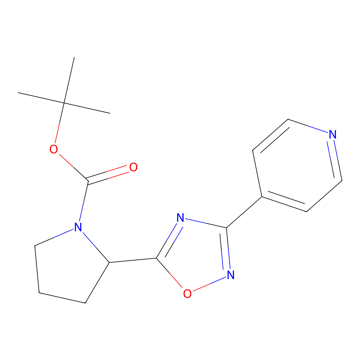 Tert-butyl 2-(3-pyridin-4-yl-1,2,4-oxadiazol-5-yl)pyrrolidine-1-carboxylate molecular structure, CAS 1823420-86-5