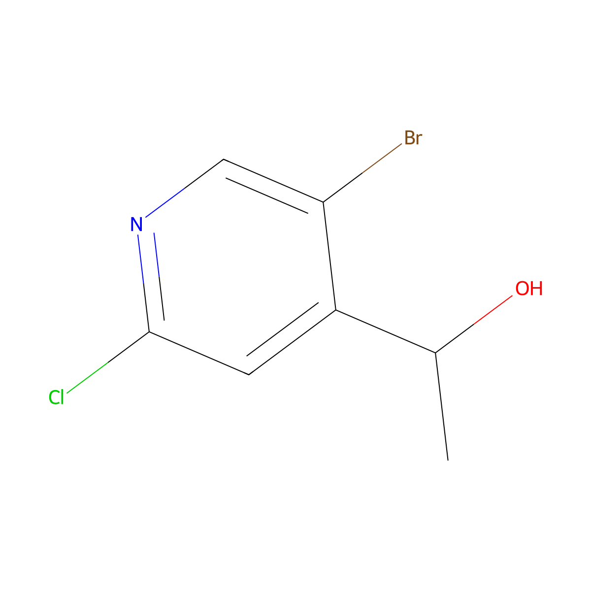 1-(5-Bromo-2-chloropyridin-4-yl)ethanol molecular structure, CAS 1823421-44-8