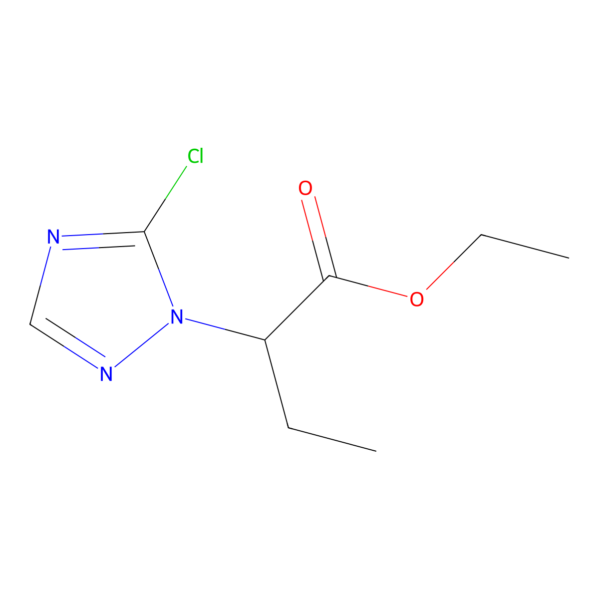 Ethyl 2-(5-chloro-1H-1,2,4-triazol-1-yl)butanoate molecular structure, CAS 1823421-51-7