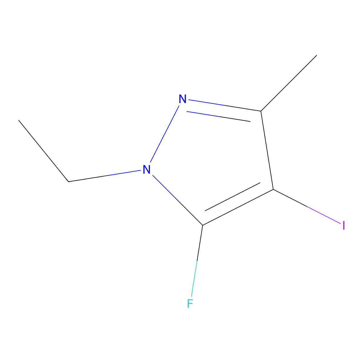 1-Ethyl-5-fluoro-4-iodo-3-methyl-1H-pyrazole molecular structure, CAS 1823421-89-1