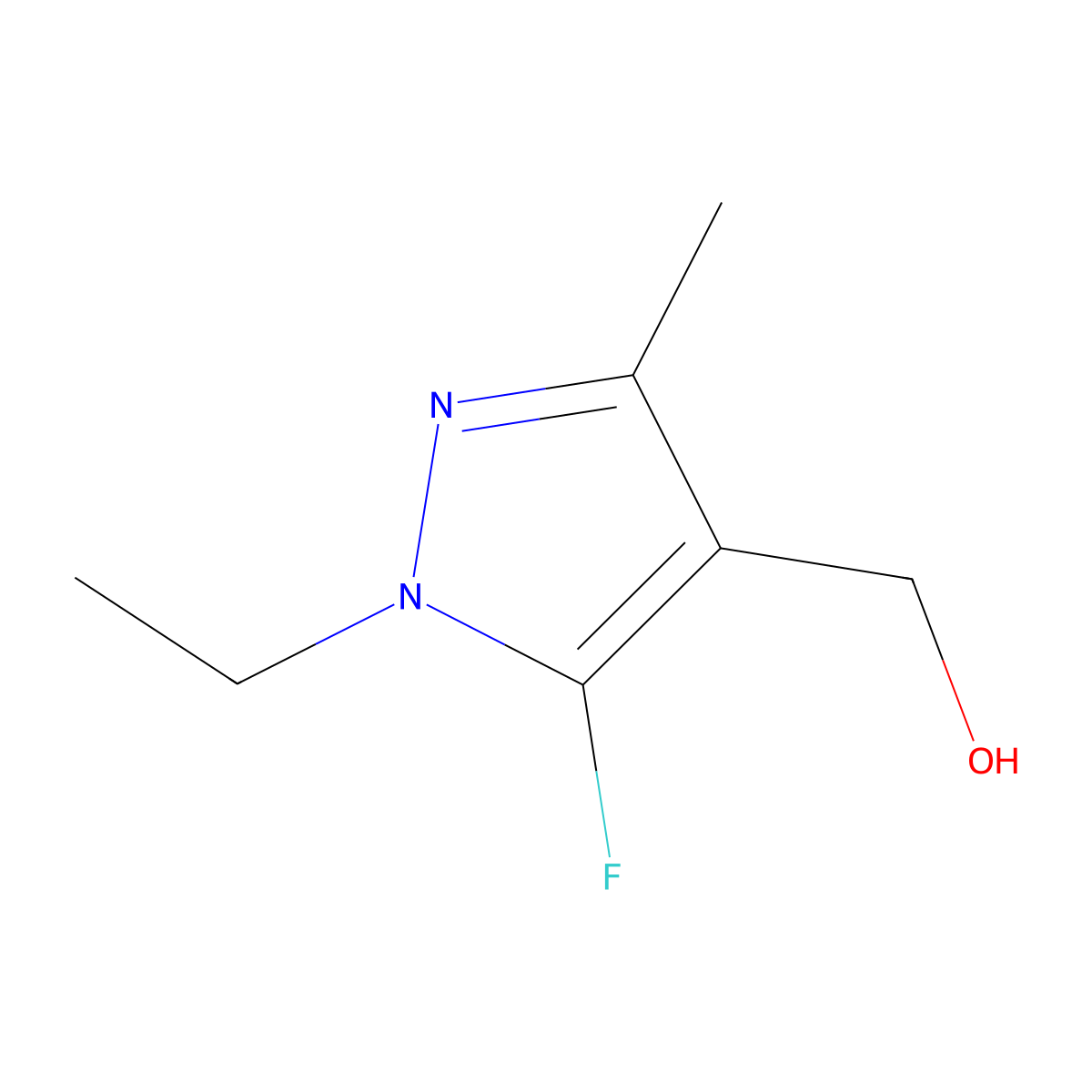 (1-ethyl-5-fluoro-3-methyl-1H-pyrazol-4-yl)methanol molecular structure, CAS 1823422-07-6